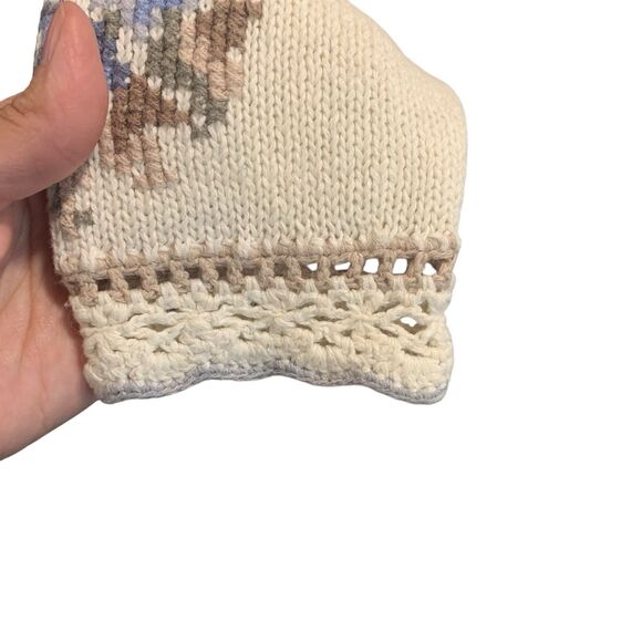 Vintage Weathervane Womens Handknit Crochet Trim Button Up Cardigan M Floral - Picture 3 of 8